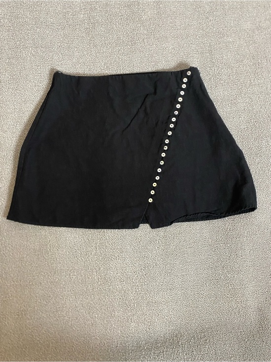 Zara Dresses & Skirts - Zara Black Asymmetric Wrap Style Button A-Line Micro Mini Skirt- Casual Everyday